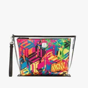 MCM Portuna Wristlet Translucent Bag With Pouch New
